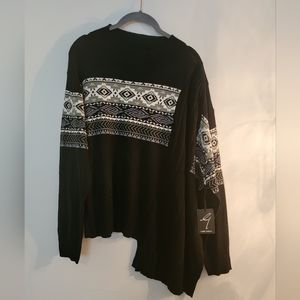 Gabby Isabella Black Asymmetrical Sweater Top, Size XL